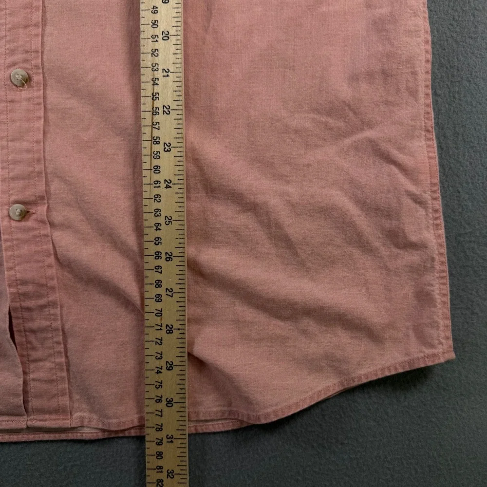 Banana Republic Mens Untucked Fit Cotton Chambray Shirt Peach Coral Large Tall